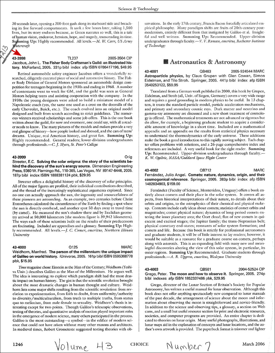 Review of 'The Fisher Body Craftsman's Guild -- An Illustrated History', by John L. Jacobus in Choice Reviews - Science & Technology March 2006 